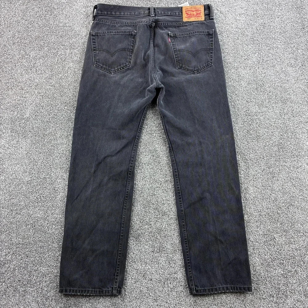 Levi's 505 Jeans Mens 35x32 Black Cotton Regular Fit Straight Leg 00505-0260